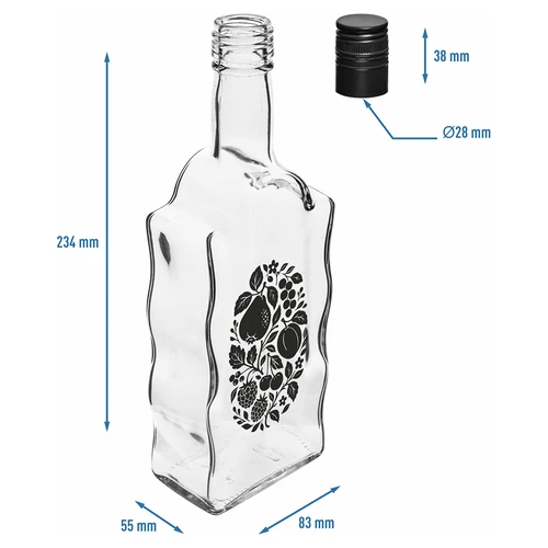 Pudele Klasztorna 500 ml ar skrūvējamo korķi un apdruku „Augļi”, 1. dizains - 5