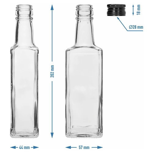 Pudele Receptūra 250 ml ar melnu skrūvējamu vāciņu, 1 gab. - 6