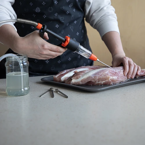 Pusautomātisks gaļas injektors ar adatu komplektu un šļūteni - 11