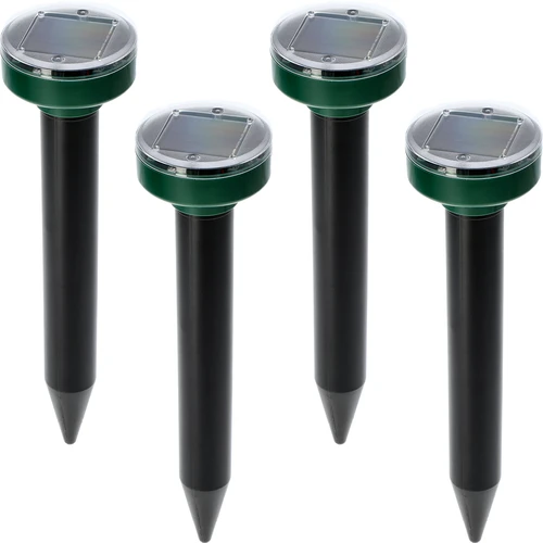 Saules enerģijas kurmju atbaidītājs – efektīva, droša un humāna dārza aizsardzība, 4 gab. komplekts