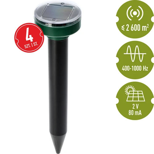 Saules enerģijas kurmju atbaidītājs – efektīva, droša un humāna dārza aizsardzība, 4 gab. komplekts - 8