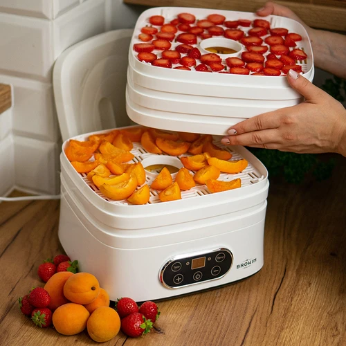 Sēņu, augļu, dārzeņu un garšaugu žāvētājs ar temperatūras regulēšanu, 240 W, balts - 20