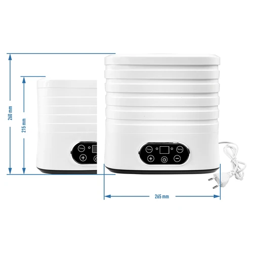 Sēņu, augļu, dārzeņu un garšaugu žāvētājs ar temperatūras regulēšanu, 240 W, balts - 13