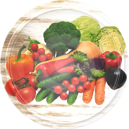 Skrūvējamais vāciņš fi 82/6, dārzeņi uz balta fona – 10 gab.