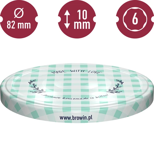 Skrūvējami vāciņi fi 82/6, rūtoti - 10 gab. - 10