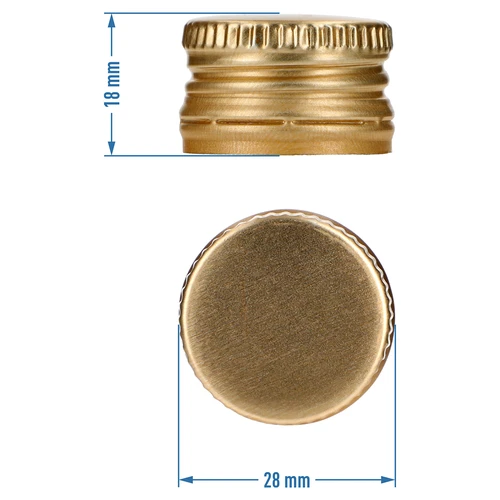Skrūvkorķis pudelēm fi 28/18 - zelta krāsas - 8 gab. - 4