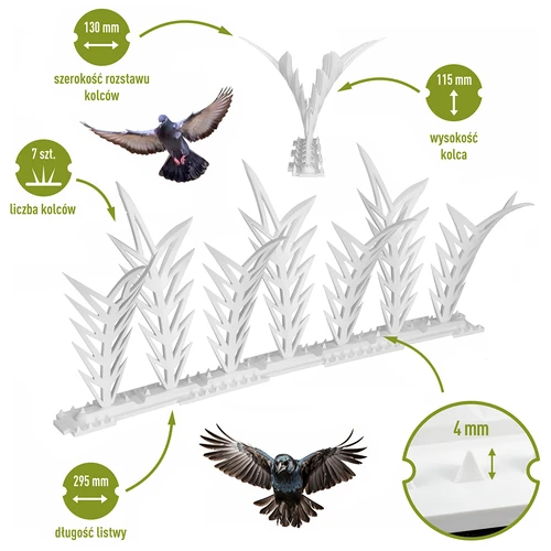 Sloksnes ar tapām putnu atbaidīšanai, dekoratīvas, baltas - no plastmasas, 6 gab. - 3