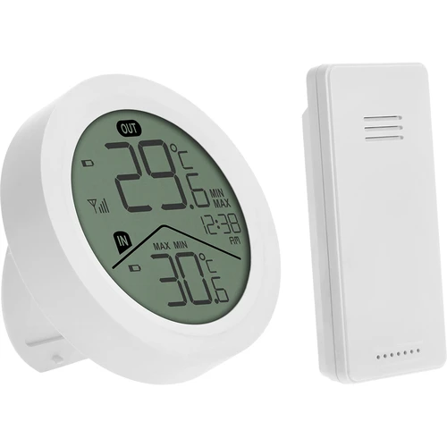 Soens elektroniskais termometrs – ar ārējo sensoru, apaļš balts - 2