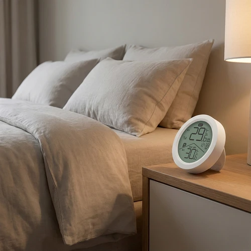 Soens elektroniskais termometrs – ar ārējo sensoru, apaļš balts - 6