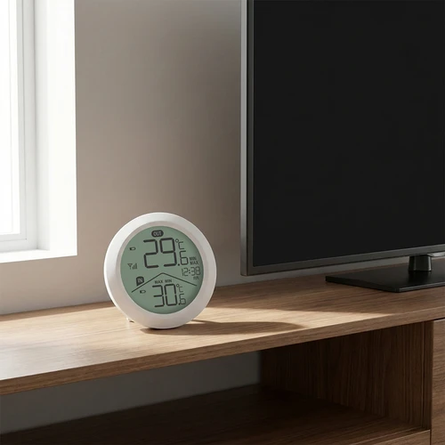 Soens elektroniskais termometrs – ar ārējo sensoru, apaļš balts - 7