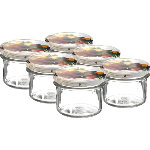 Stikla burka TO 235 ml ar krāsainu vāciņu fi82 - 6 gab.