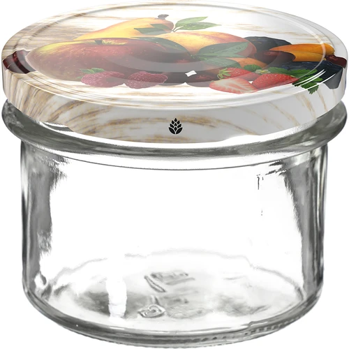 Stikla burka TO 235 ml ar krāsainu vāciņu fi82 - 6 gab. - 2