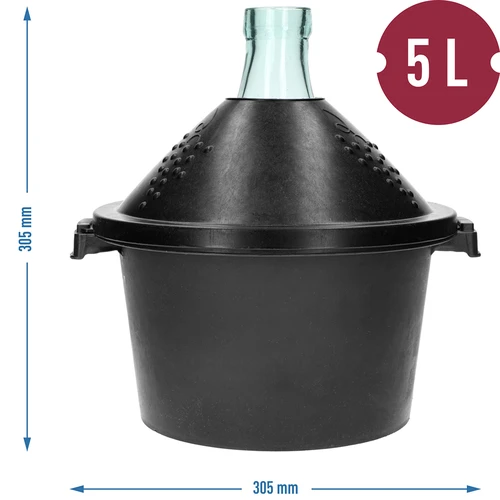 Stikla demižons vīnam 5 L - plastmasas grozā - 7