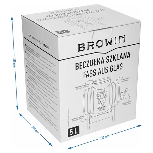 Stikla muciņa 5 L, ar platu uzpildes atveri, korķi, statīvu un krāniņu - 8