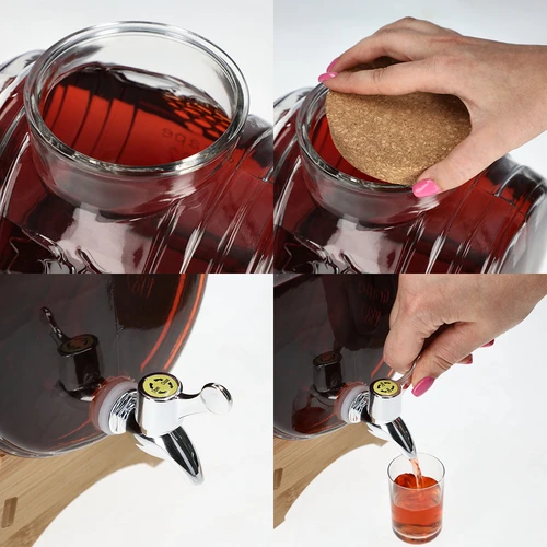 Stikla muciņa 5 L, ar platu uzpildes atveri, korķi, statīvu un krāniņu - 5