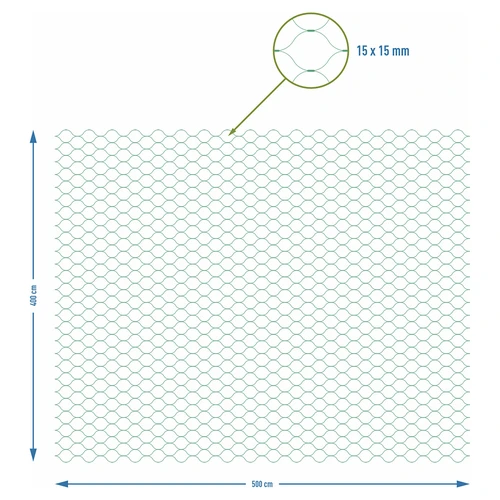 Tīkls aizsardzībai pret putniem, zaļš, 4 m x 5 m - 7