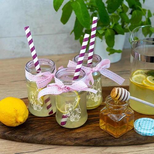 TO burka 300 ml ar dažādu augļu apdruku un vāciņu fi66/4 - 6 gab. - 7