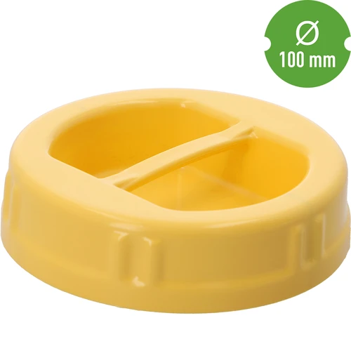 Plastmasas TO vāciņš fi 100 mm, dzeltens, ar rokturi, stikla burkām - 3