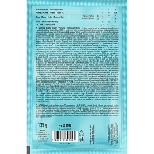 Turbo raugs X-Pure 21,3% 48h, 25 L - 2