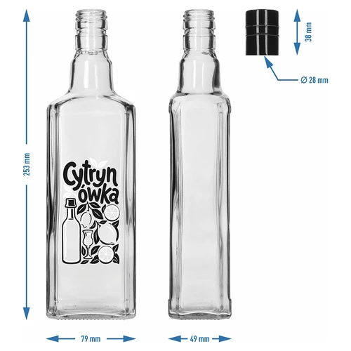 Tynktura pudele 500 ml ar uzdruku „Cytrynówka” un skrūvējamu vāciņu - 5
