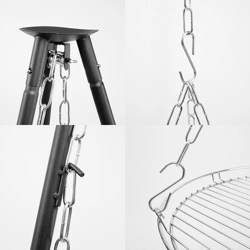 Ugunskura trijkājis ar restēm, 150 cm - 4