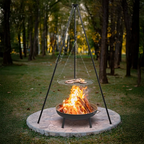 Ugunskura trijkājis ar restēm, 150 cm - 7