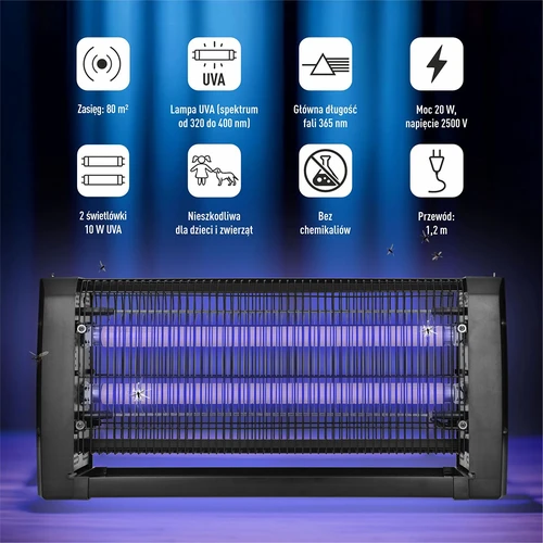 UVA kukaiņu iznīcināšanas lampa 20 W, melna - 6