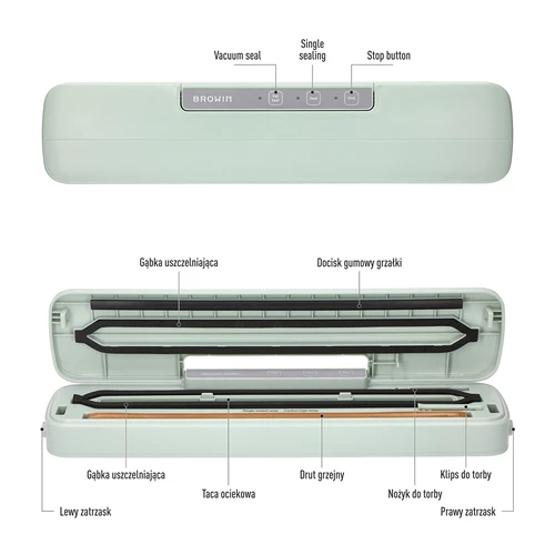 Vakuuma iepakošanas iekārta - universāla, pistāciju krāsā - 8