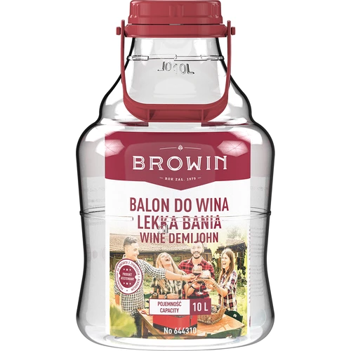 Vīna demižons, viegls, neplīstošs, ar rokturi, 10 L - 3