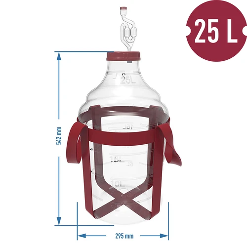 Vīna demižons, viegls, neplīstošs, ar siksnām, 25 L - 6