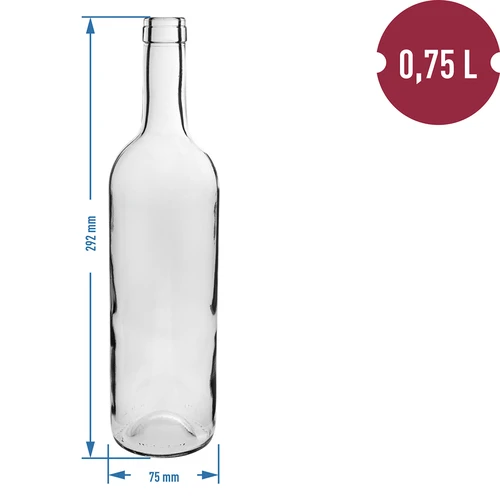 Vīna pudele 750 ml, caurspīdīga, iepakojumā 8 gab. - 3