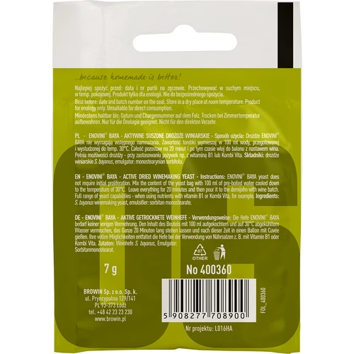 Vīna raugs Enovini® BAYA, 7 g - 2