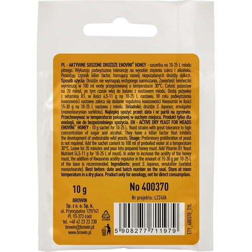 Vīna raugs Enovini® HONEY, 10 g - 2