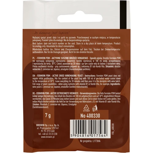 Vīna raugs Fermivin PDM, 7 g - 2