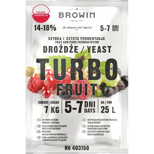 Vīna raugs Turbo Fruit 5–7 dienas