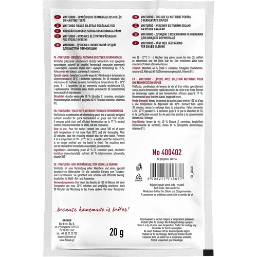 ViniTurbo - raugi ātrai fermentācijai, 20 g - 2