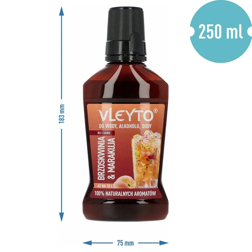VLEYTO Persiks & Marakuja – garšas esence ar dabīgiem aromātiem, 250 ml - 5