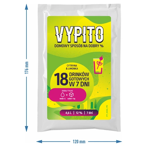 VYPITO 12%, paciņa 18 kokteiļiem - Citrons & laims, 126 g - 4