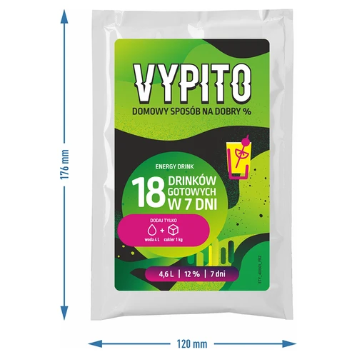 VYPITO 12 %, paciņa 18 kokteiļiem - Energy drink, 126 g - 4