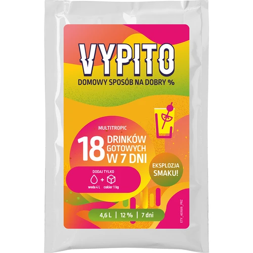VYPITO 12%, paciņa 18 kokteiļiem – Multitropic, 126 g