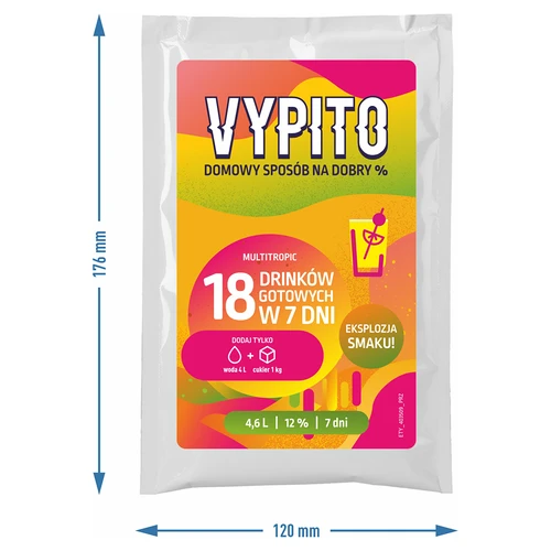 VYPITO 12%, paciņa 18 kokteiļiem – Multitropic, 126 g - 4