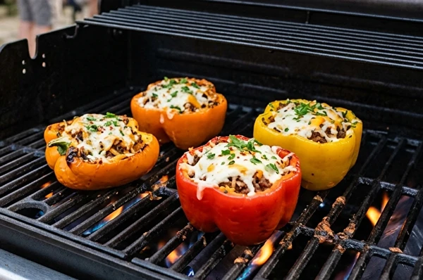 Pildītas paprikas no gāzes grila