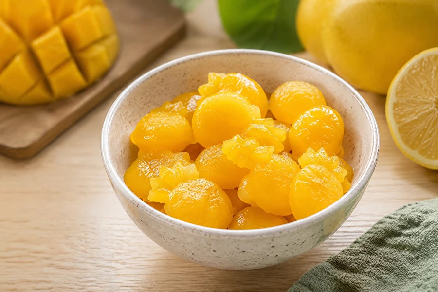 Mājas mango želejas konfektes ar pektīnu